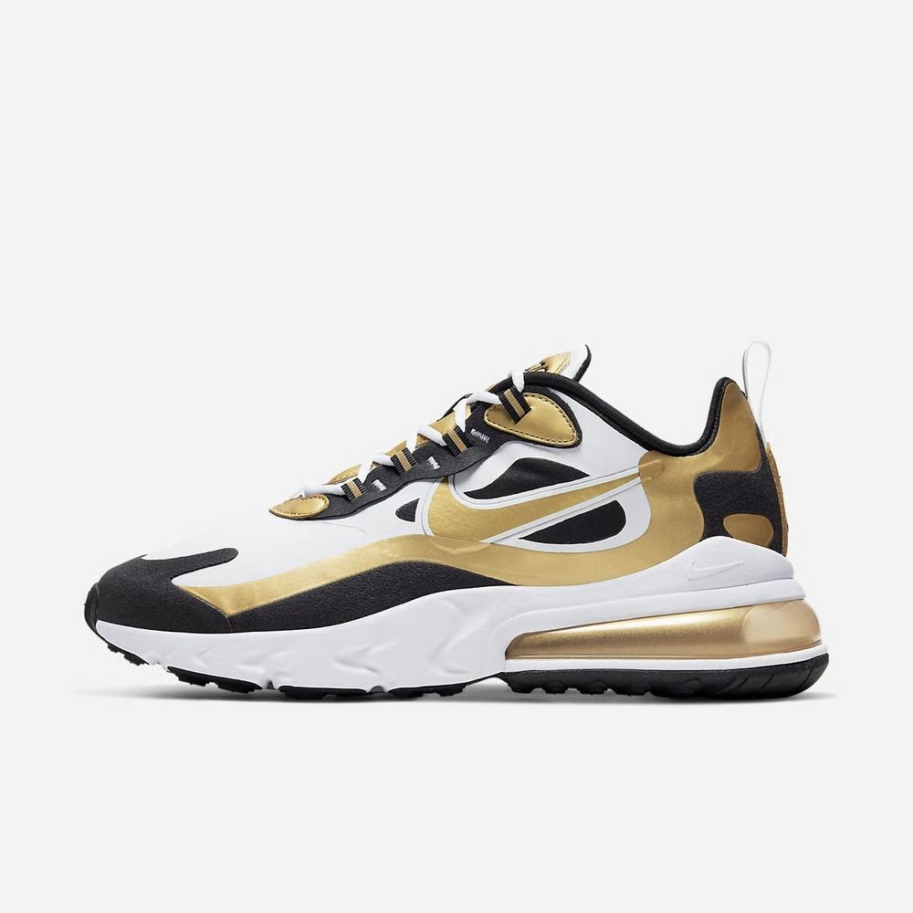 Sneakers Nike Air Max 270 React Blanche 1489-325 White/Black/Metallic Gold Homme | GGC-98255026